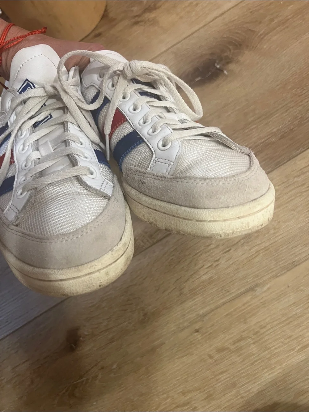 adidas Americana blue red White Sneakers with Red and Blue Side Stripes